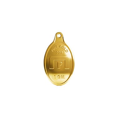 Swarnavarsham 24K (999) Yellow Gold Oval Ganesha Pendant 1 Gram 1