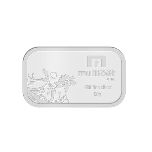 Muthoot Pappachan Swethavarsham Silver Bar 999 Purity 50 GMS